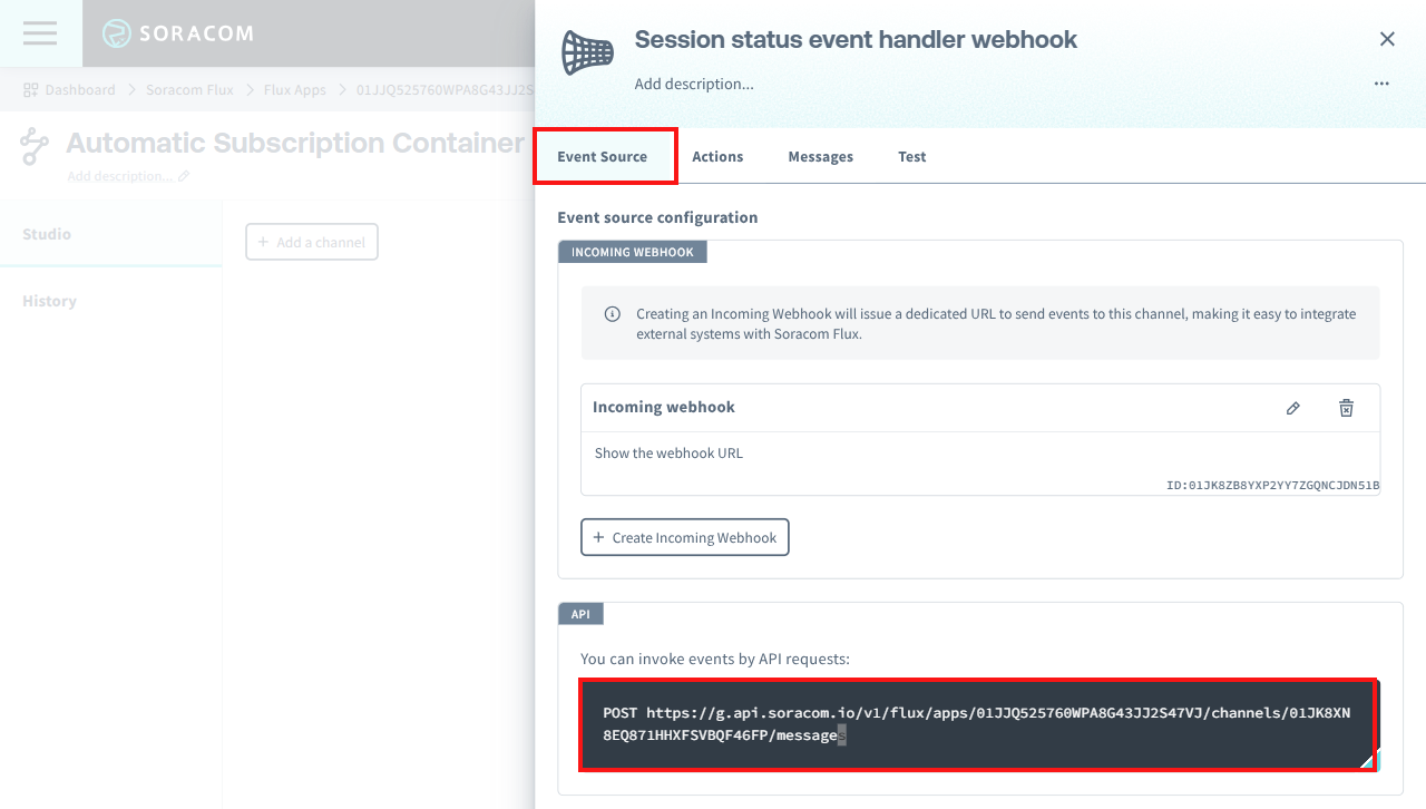 Viewing the API endpoint URL of a channel
