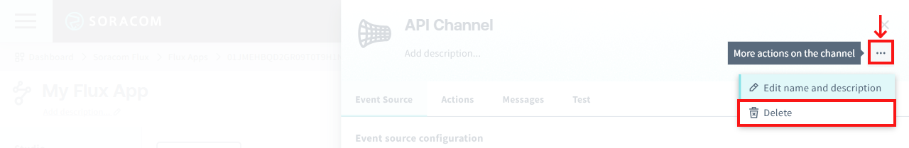 Flux App showing a channel being deleted.