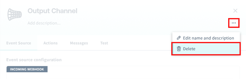Flux App showing an output channel being deleted.