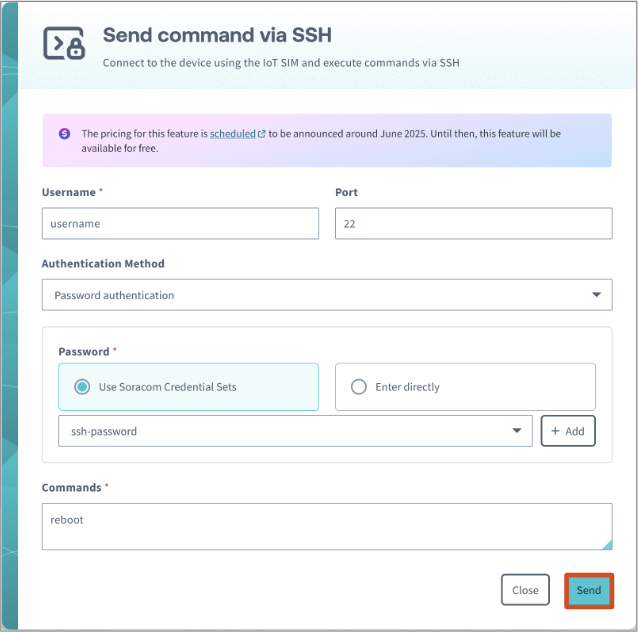 Send Command via SSH with password