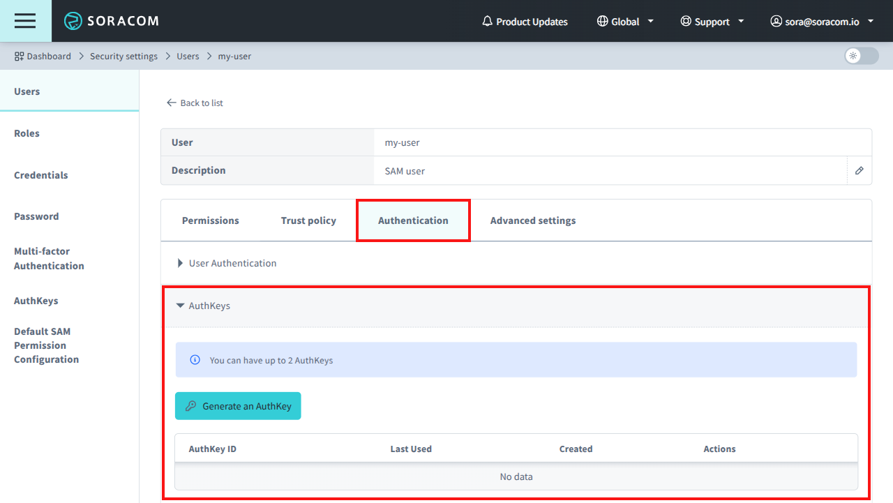 Edit User Authentication