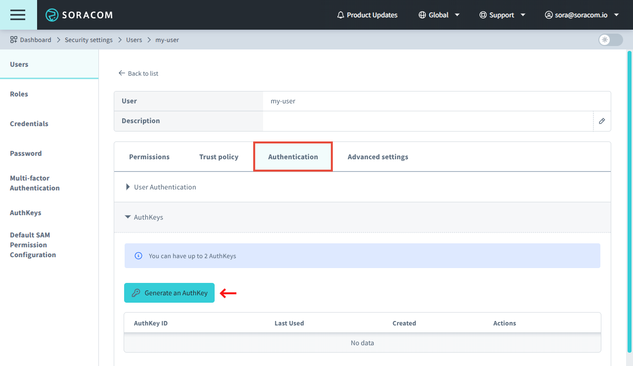 Edit User Authentication
