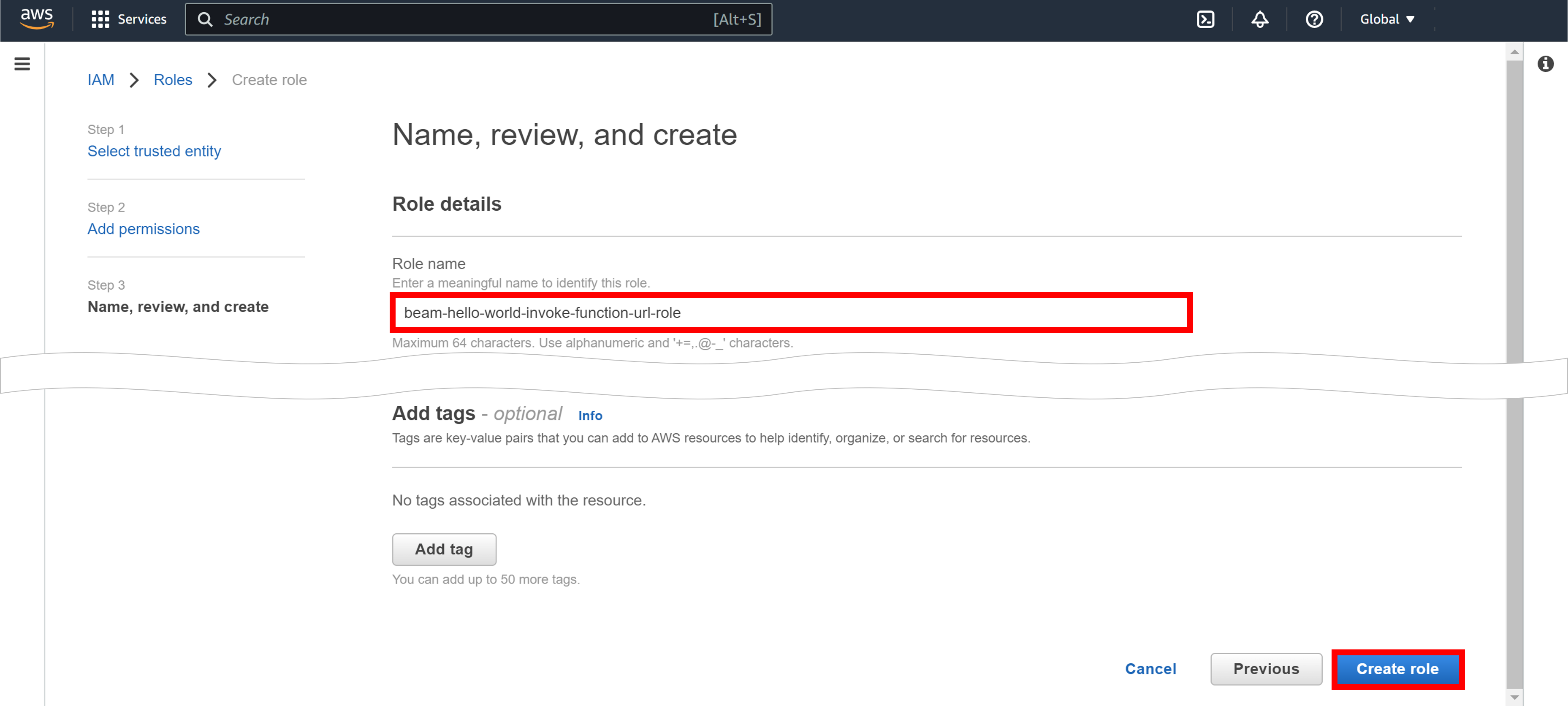 IAM Role Name Configuration