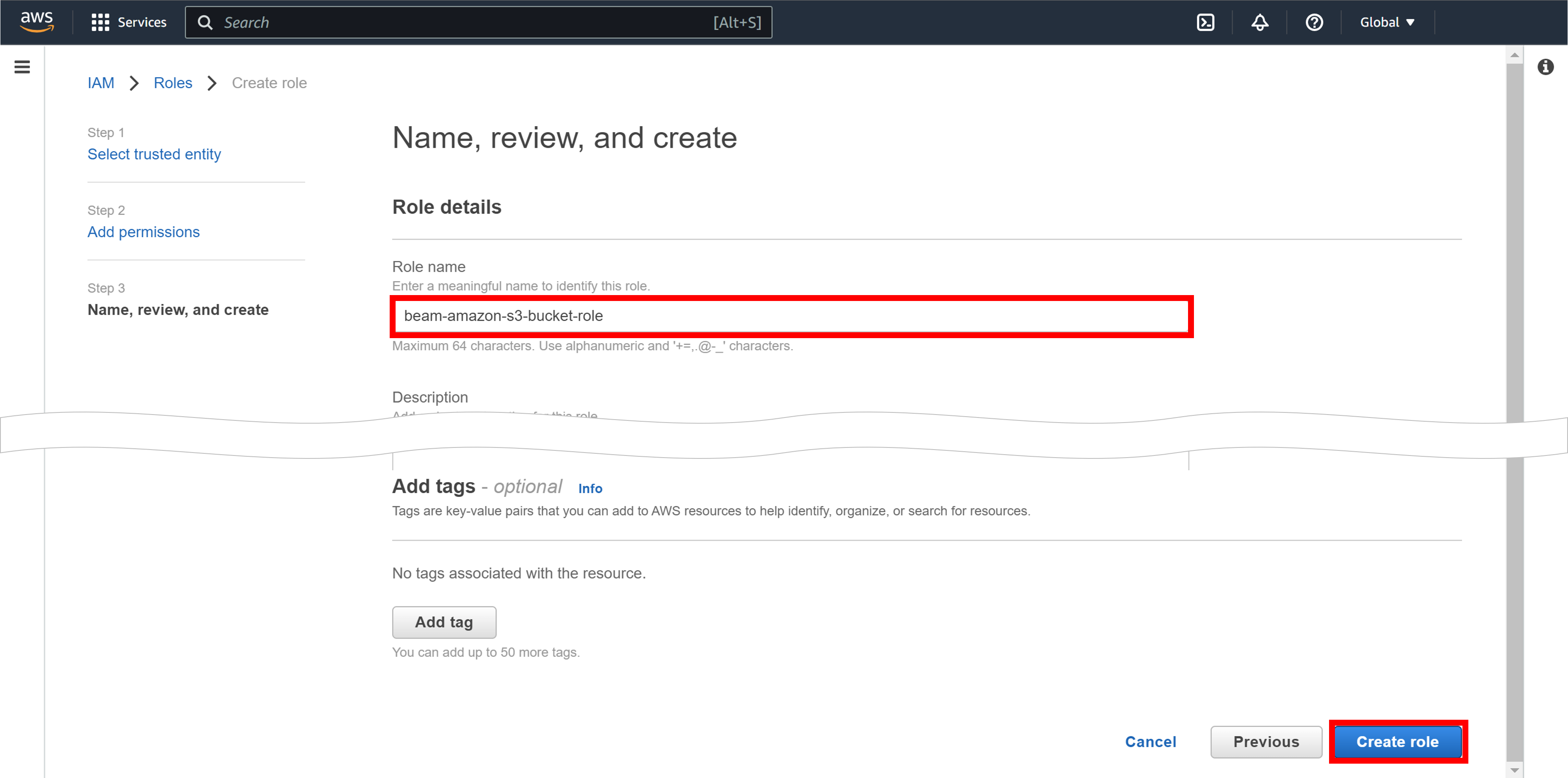 IAM Role Name Configuration