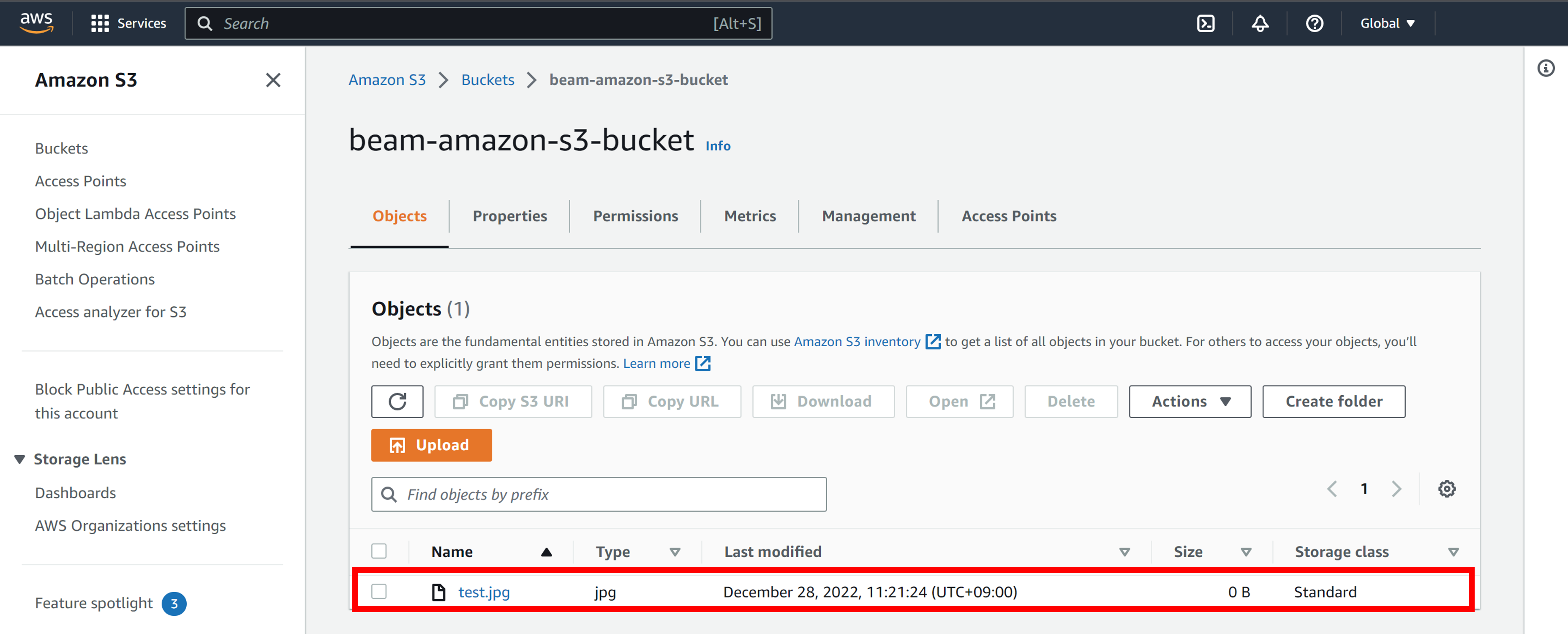 Uploaded File in S3 Bucket