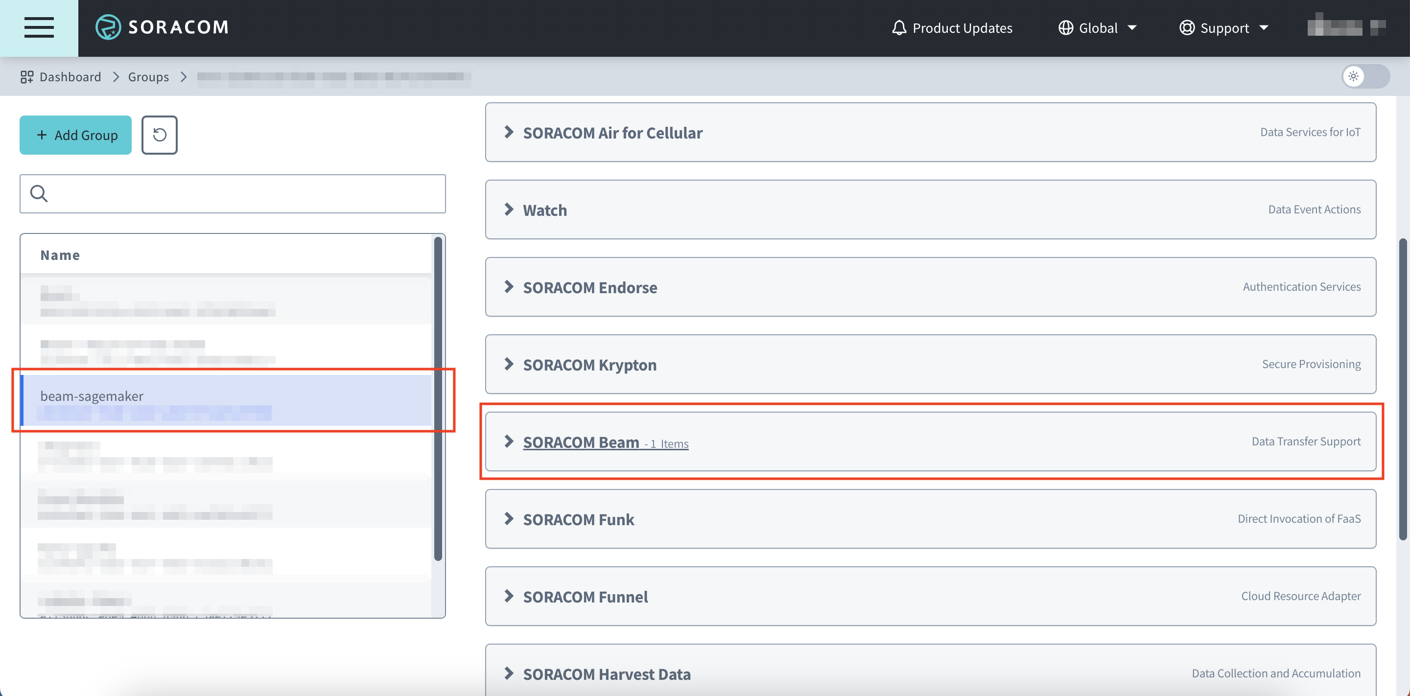 SORACOM Beam Configuration