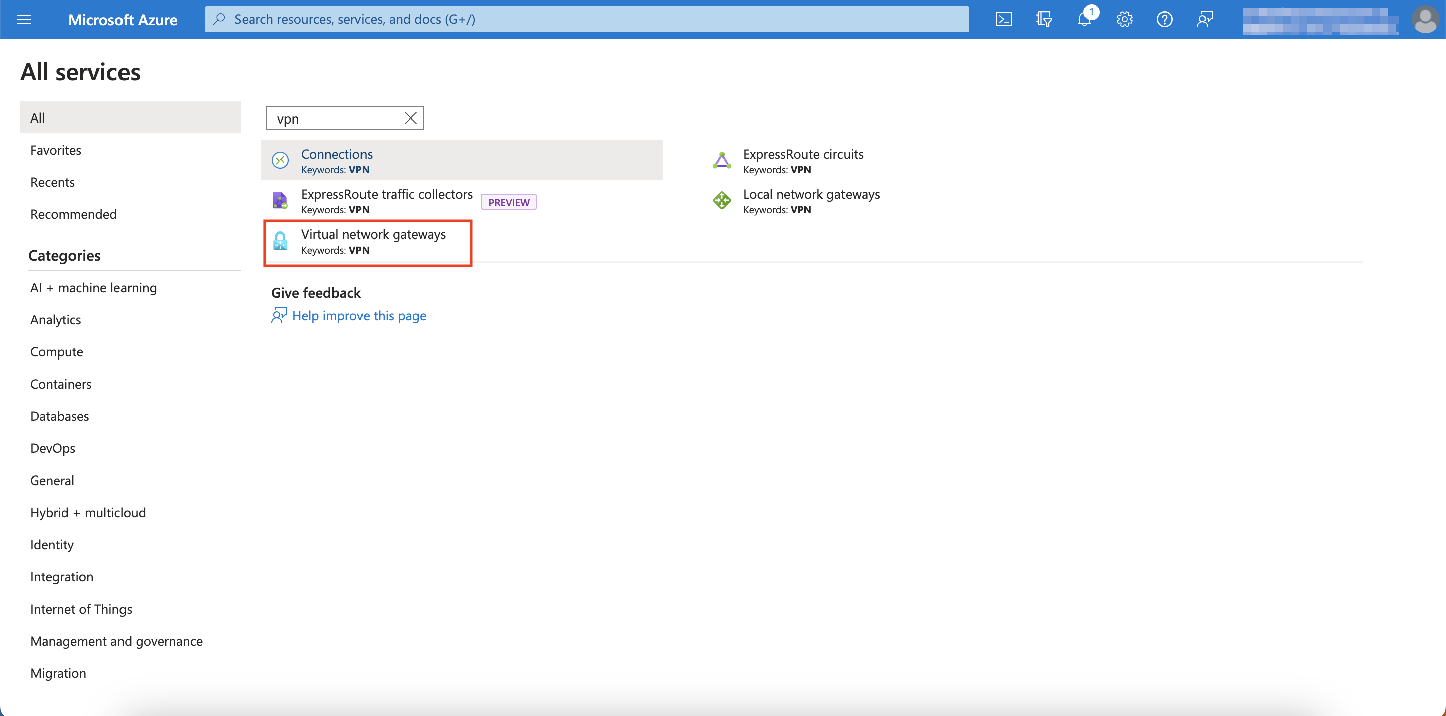 Virtual Network Gateways Service