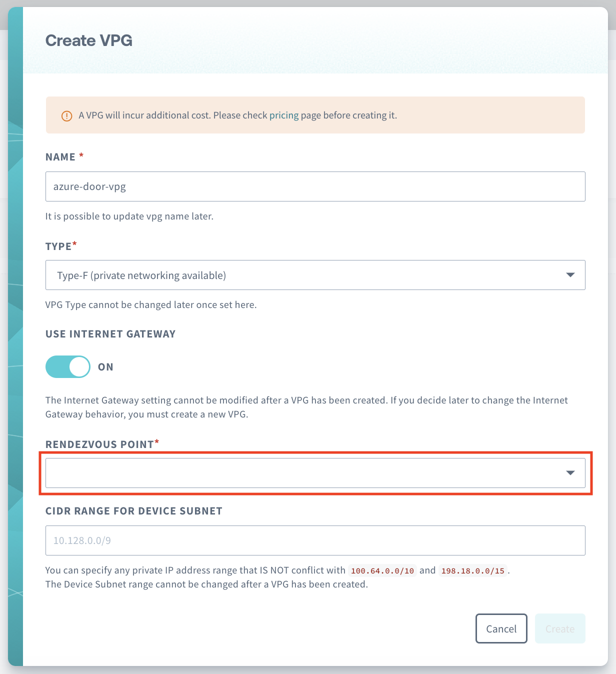 VPG Rendezvous Point Selection