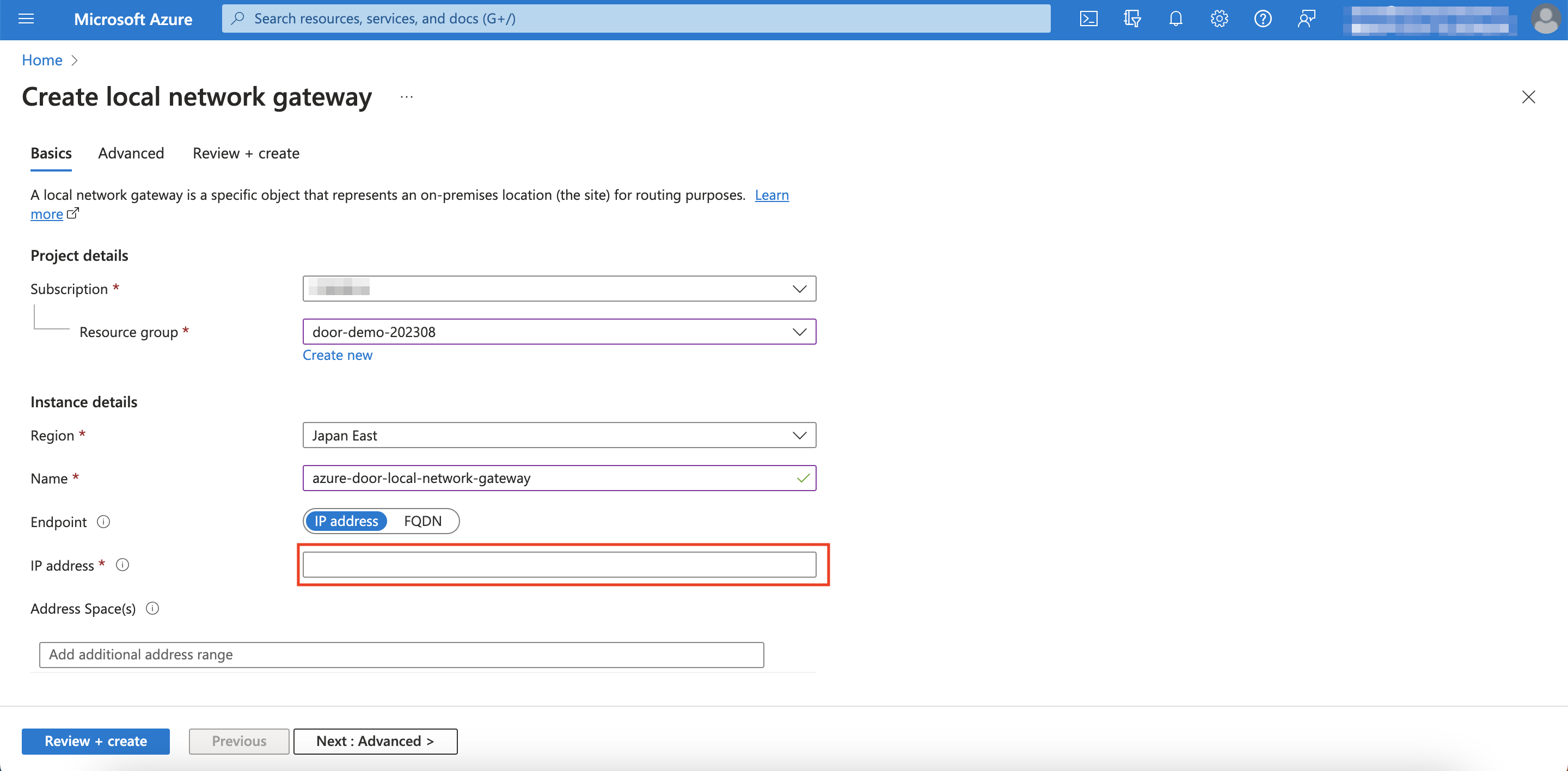 VPG Outside IP Address Configuration