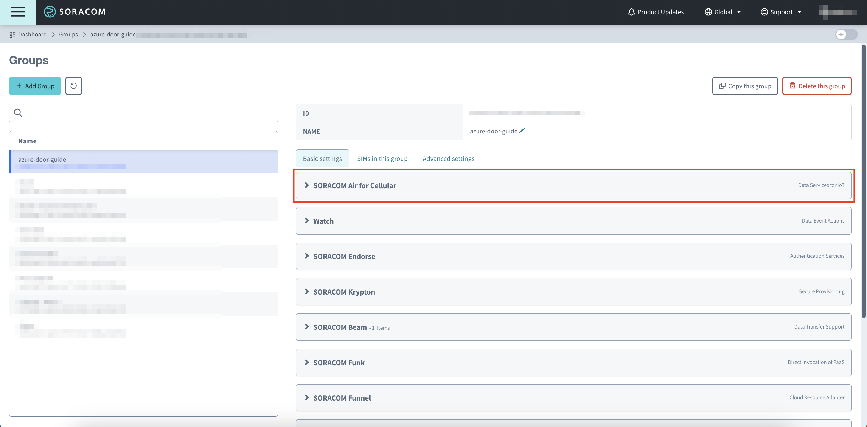 SORACOM Air for Cellular Settings
