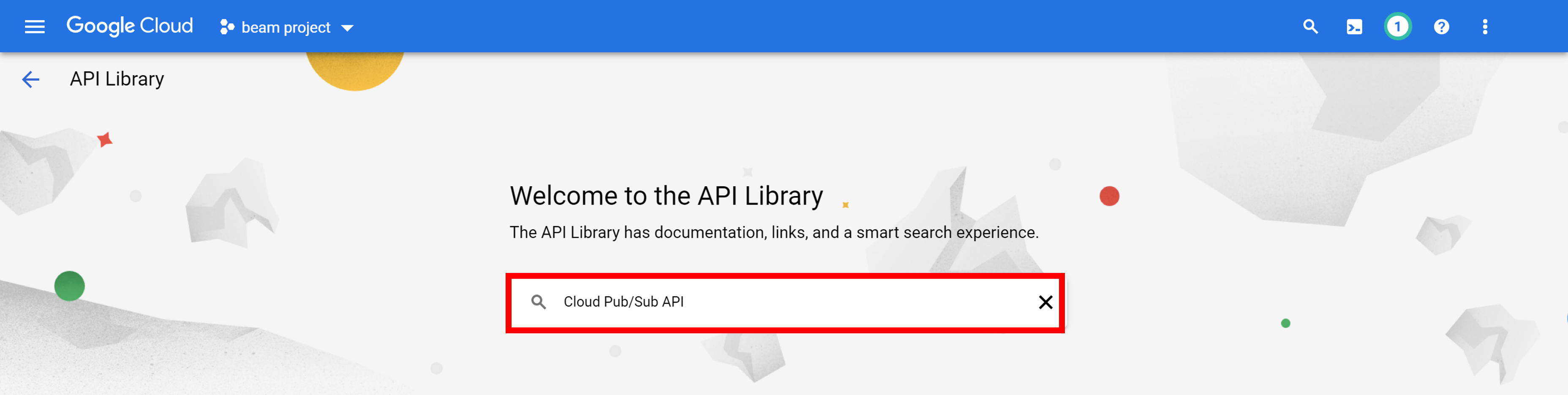 Search Cloud Pub/Sub API