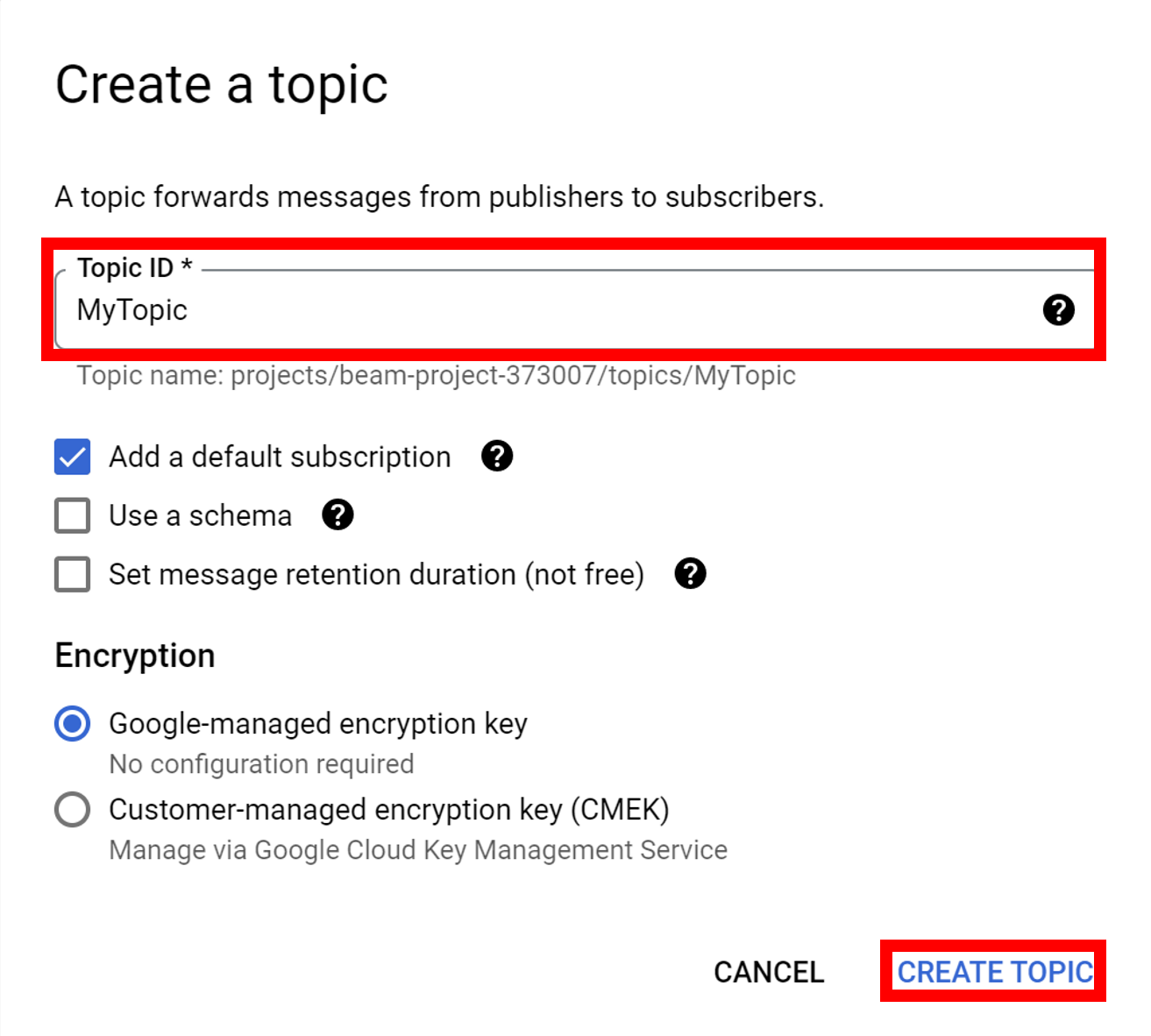 Topic ID Configuration